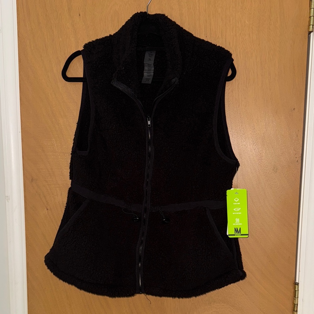 Nicole Miller Sport Black Sherpa Vest